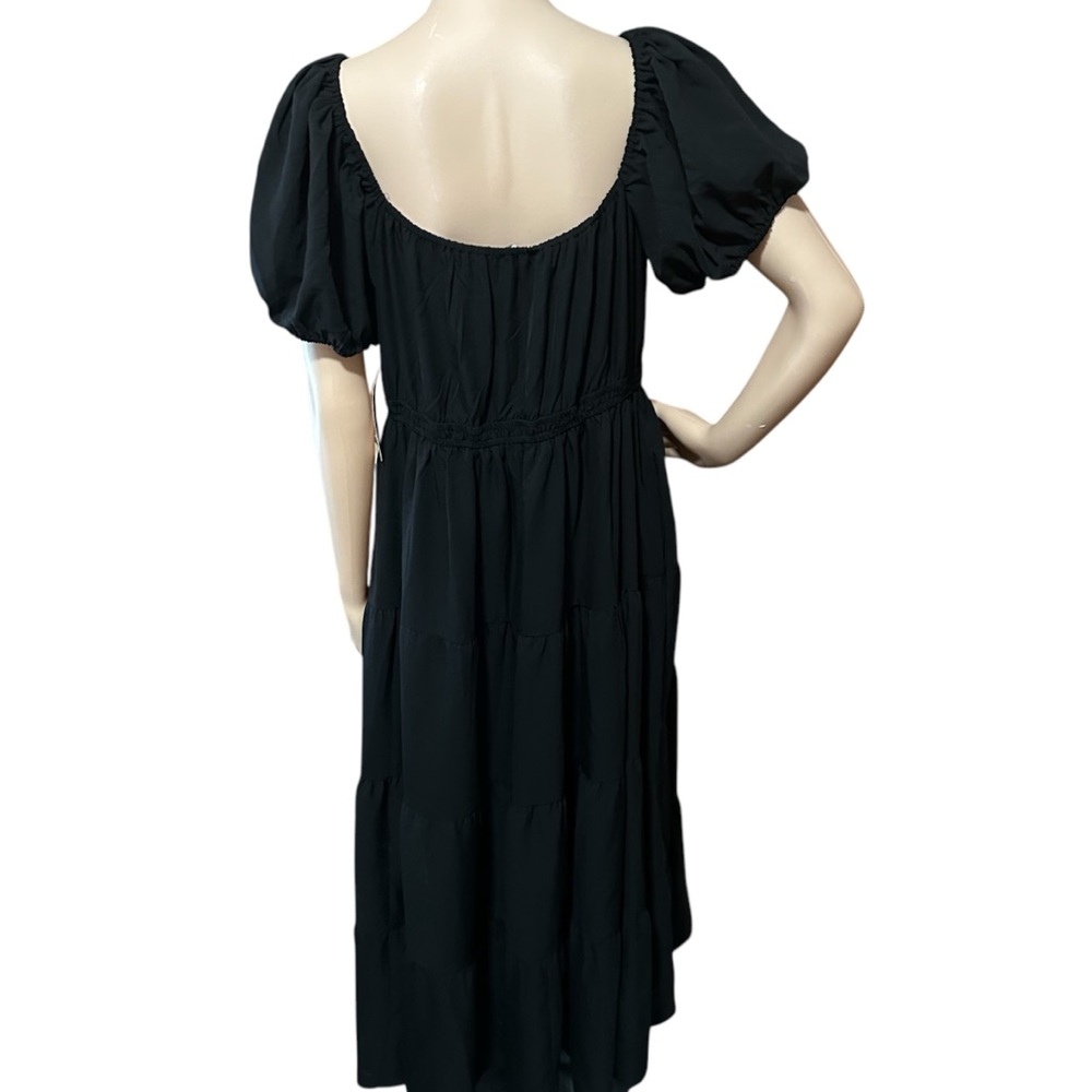 NWT Arula Maxi Dress Womens XL 14-16 Black Smocked Babydoll Tiered Boho Stretch - Picture 4 of 6
